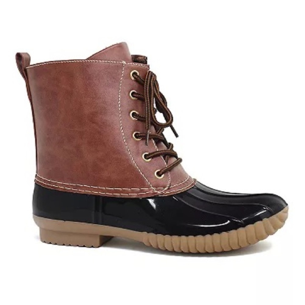 YOKI Dylan Lace Up Two Tone Rain Winter Duck Boots Sherpa Lined Size 7 New